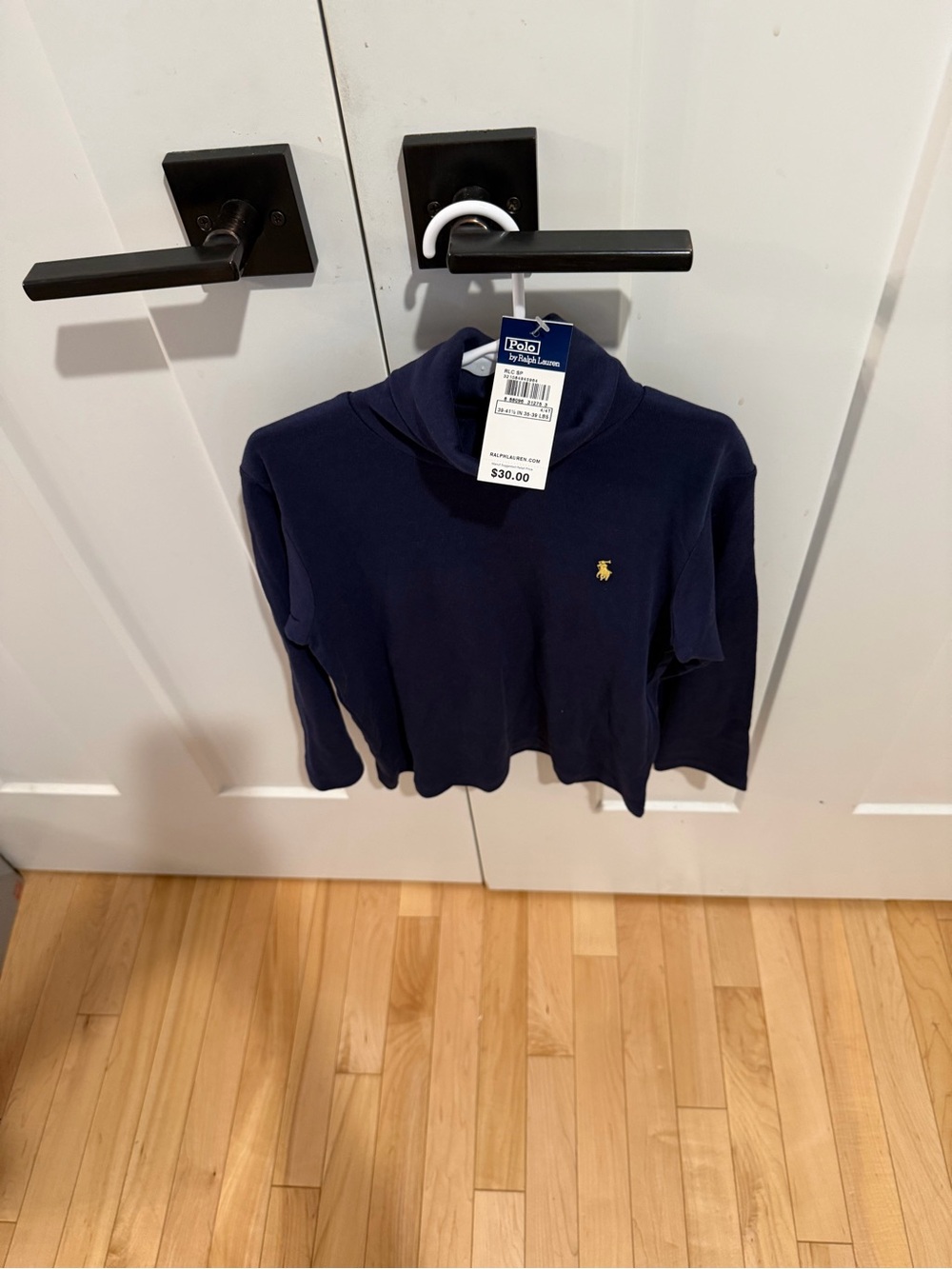 NWT Ralph Lauren Navy Long-Sleeve Kids Turtleneck with Yellow Pony